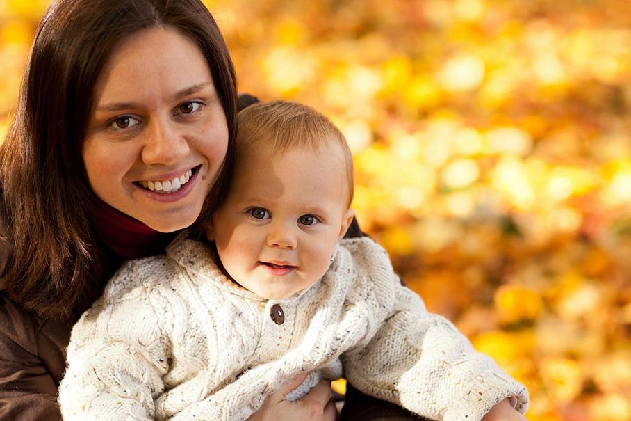 Mother and son in Autumn